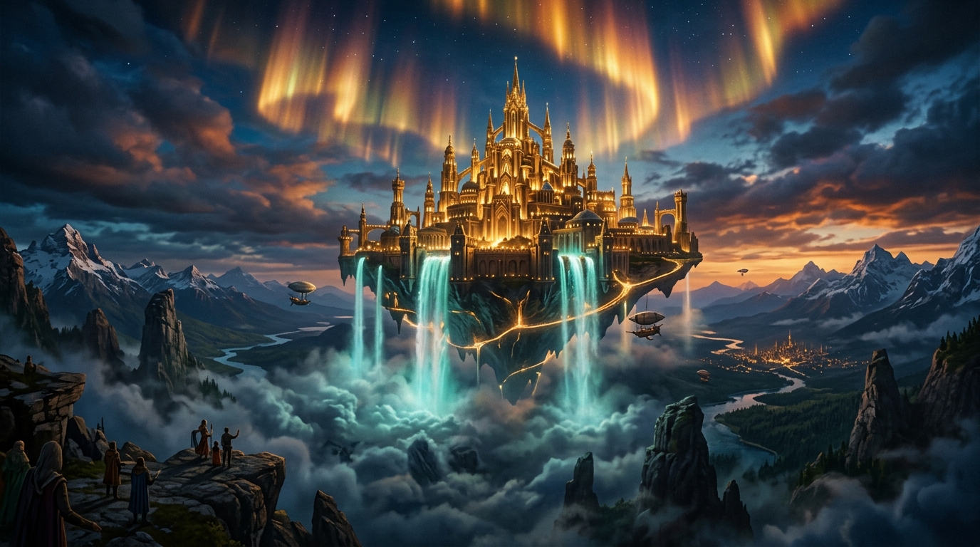 Golden Floating Citadel - Fantasy Genre